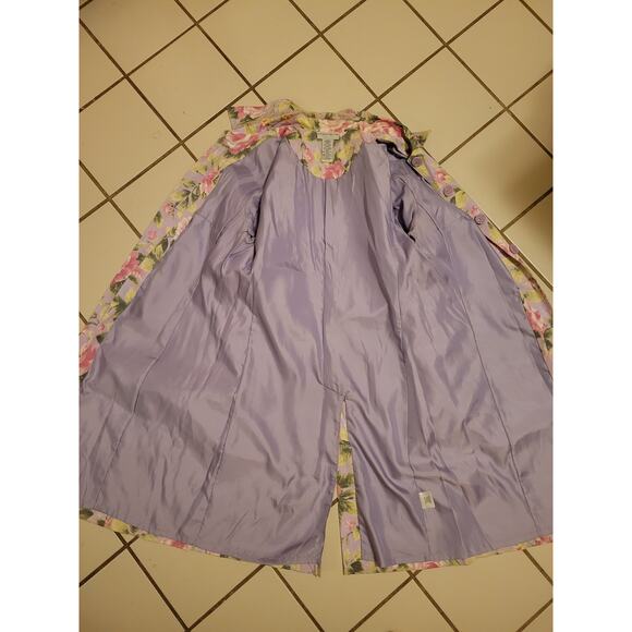 Jacklyn Smith Pastel Floral Print Coat Peacoat Jacket Purple Womens Size Large - Picture 5 of 7